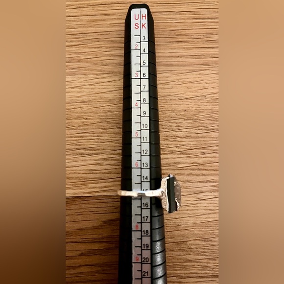 Handcrafted Sterling Silver Shield Quartz & Black Tourmaline, Ring Size 7 - Picture 9 of 9